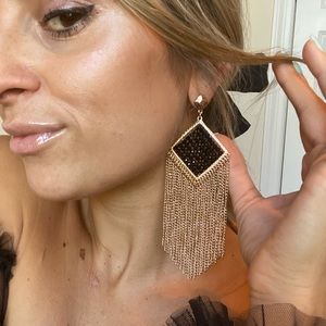 Black & Gold Fringe/Sparkle Earrings